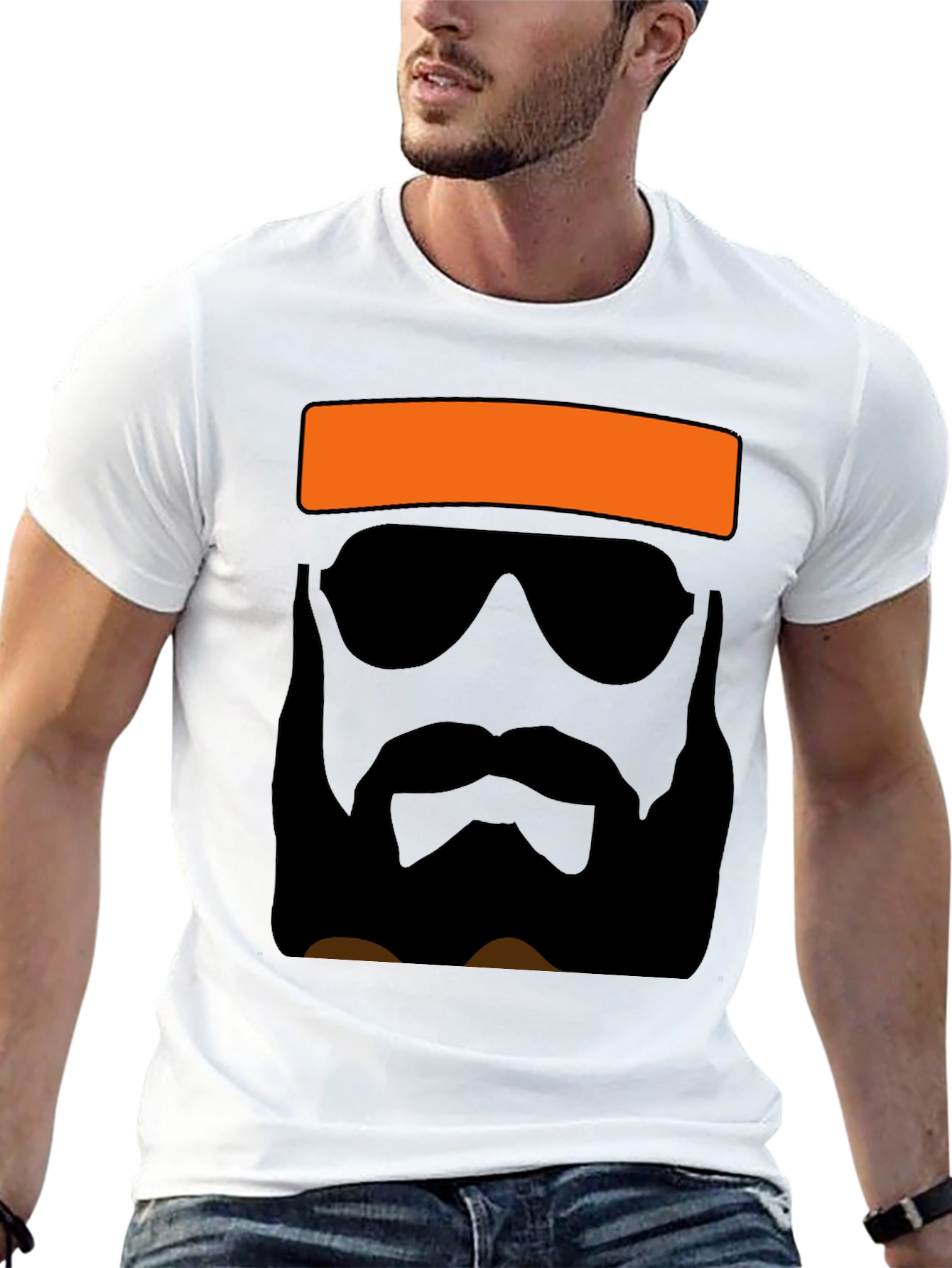 Black Cool Bearded Man Graphic Tee - Black view 13