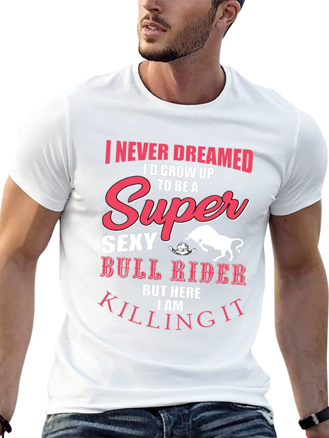 Black Super Sexy Bull Rider T-Shirt - Men's Black Graphic Tee view 13
