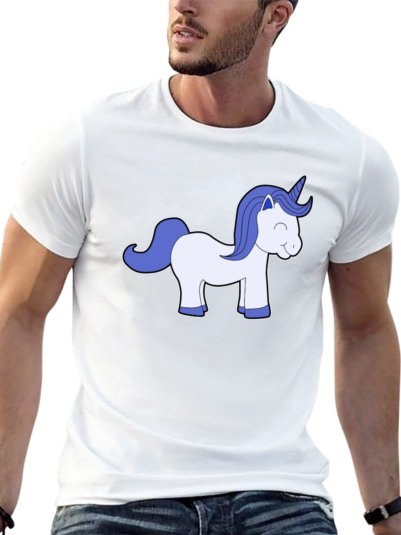 Black Unicorn Graphic Black Tee - Men's Casual T-Shirt view 13