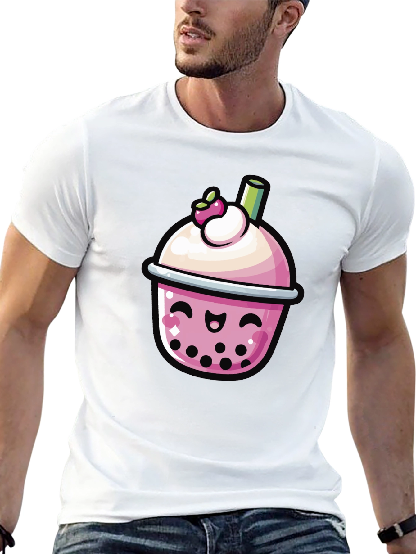 Black Kawaii Boba Tea Graphic Tee - Black view 13