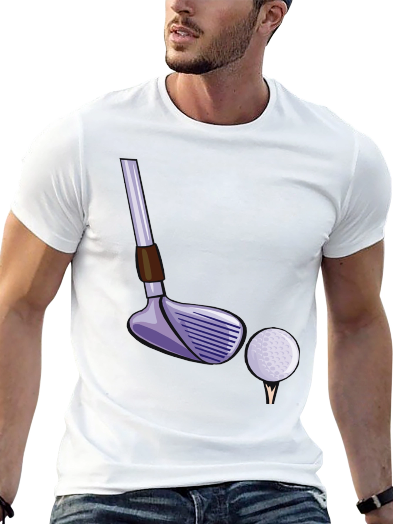 Black Golf Club and Ball T-Shirt - Black Tee view 13