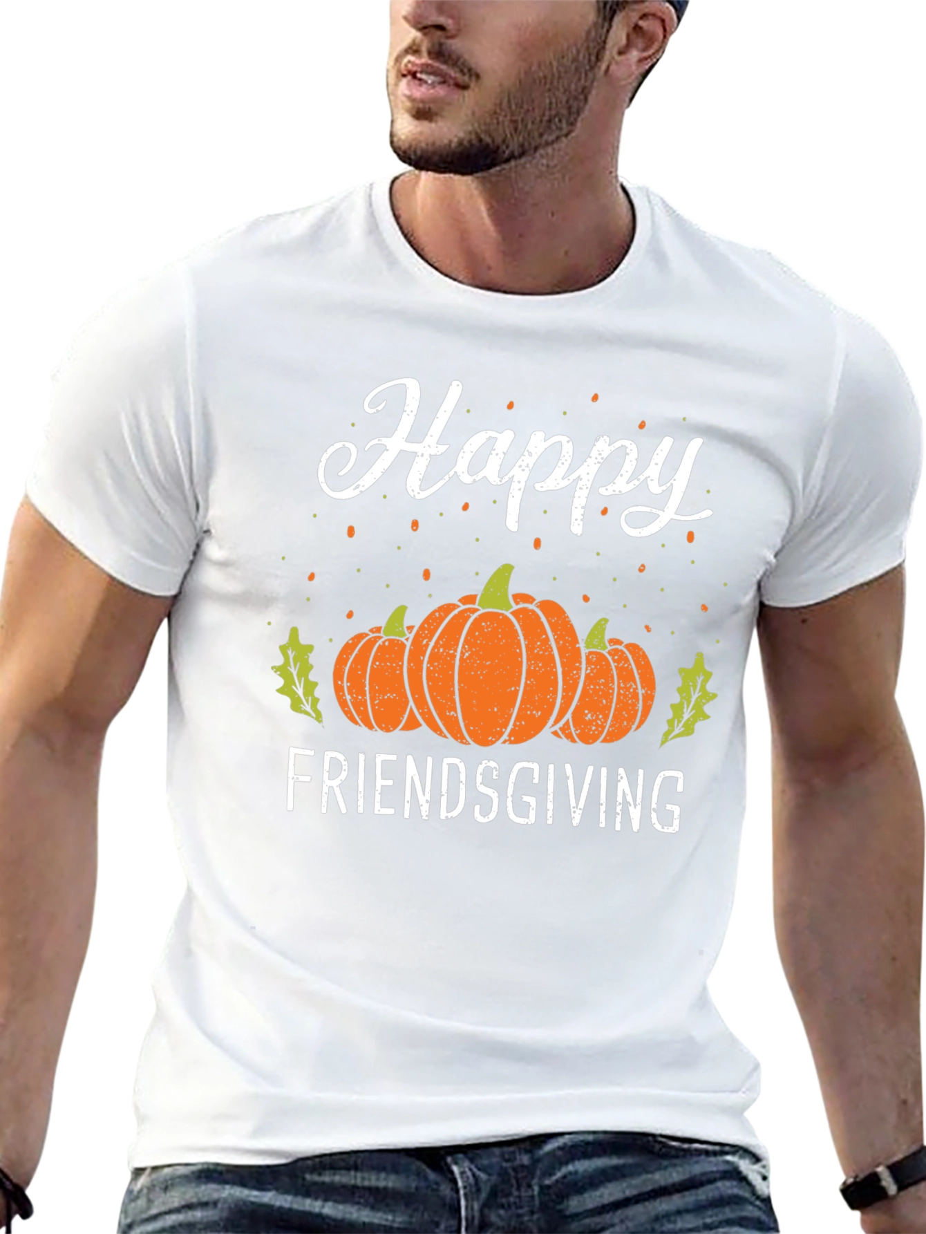 Black Happy Friendsgiving T-Shirt | Fall Harvest Pumpkin Tee view 13