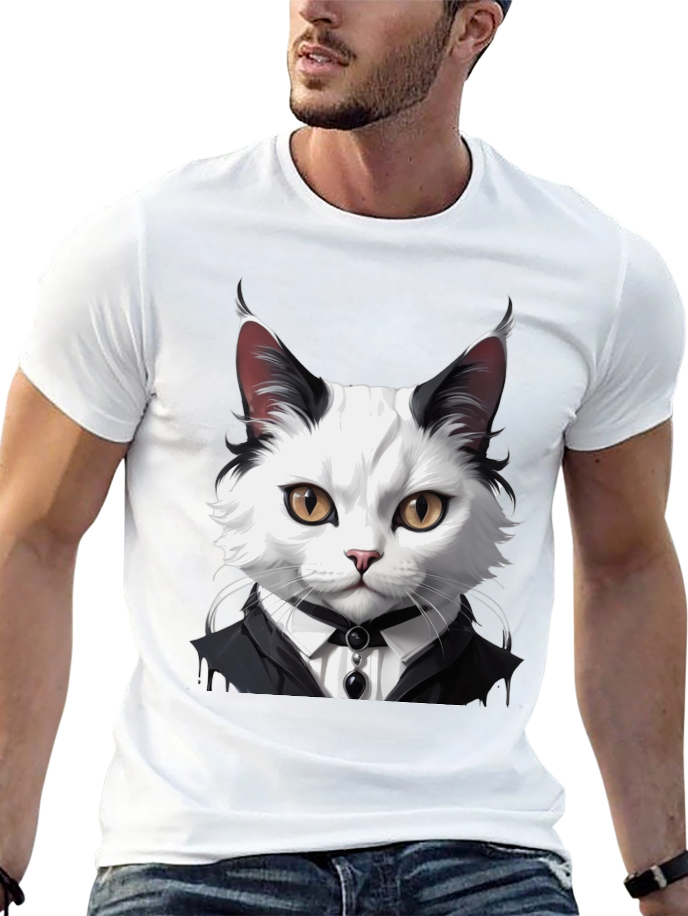 Black Cat Tuxedo T-Shirt - Cool Feline Fashion view 13