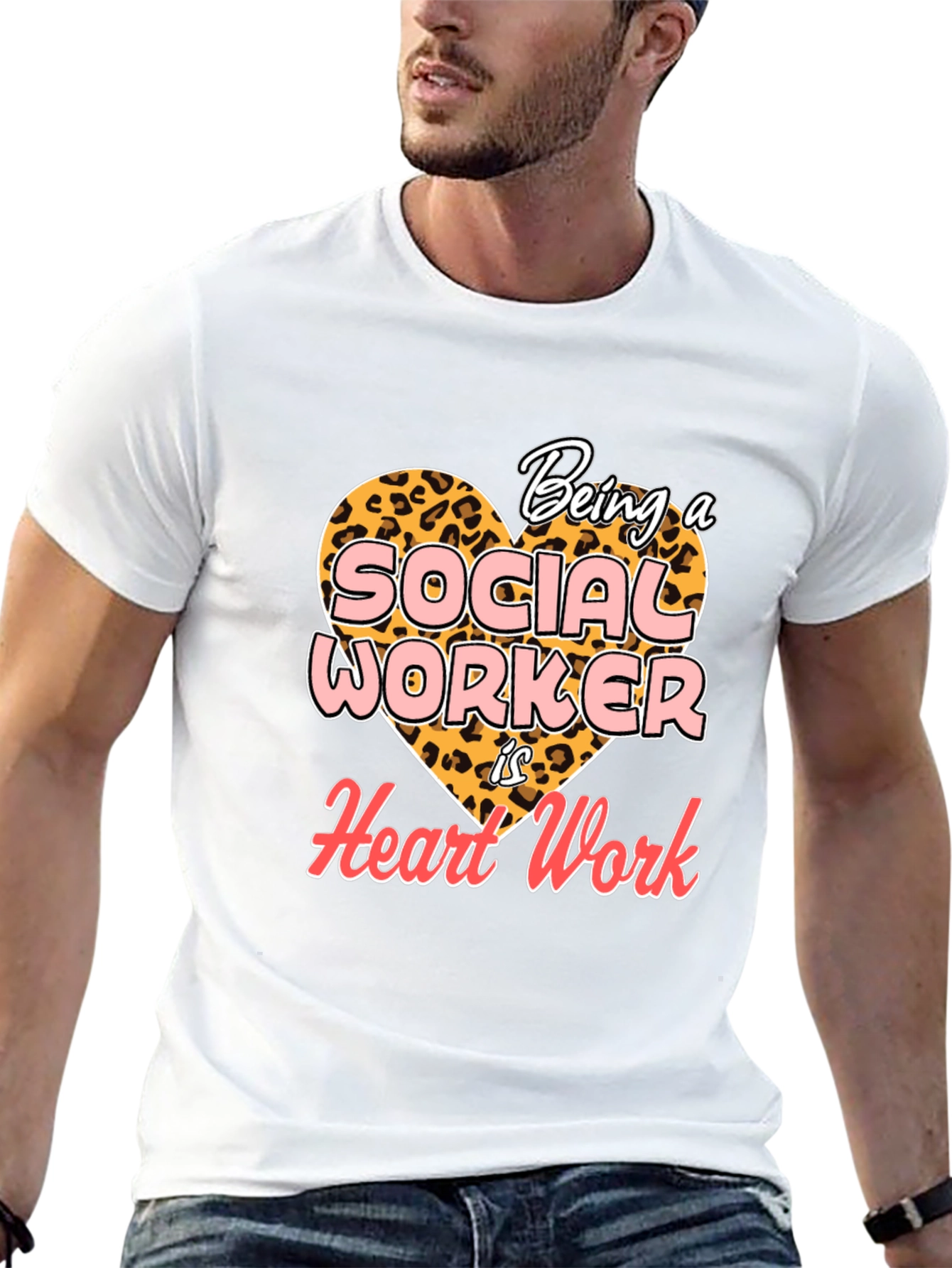 Black Social Worker Heart Work T-Shirt - Black view 13
