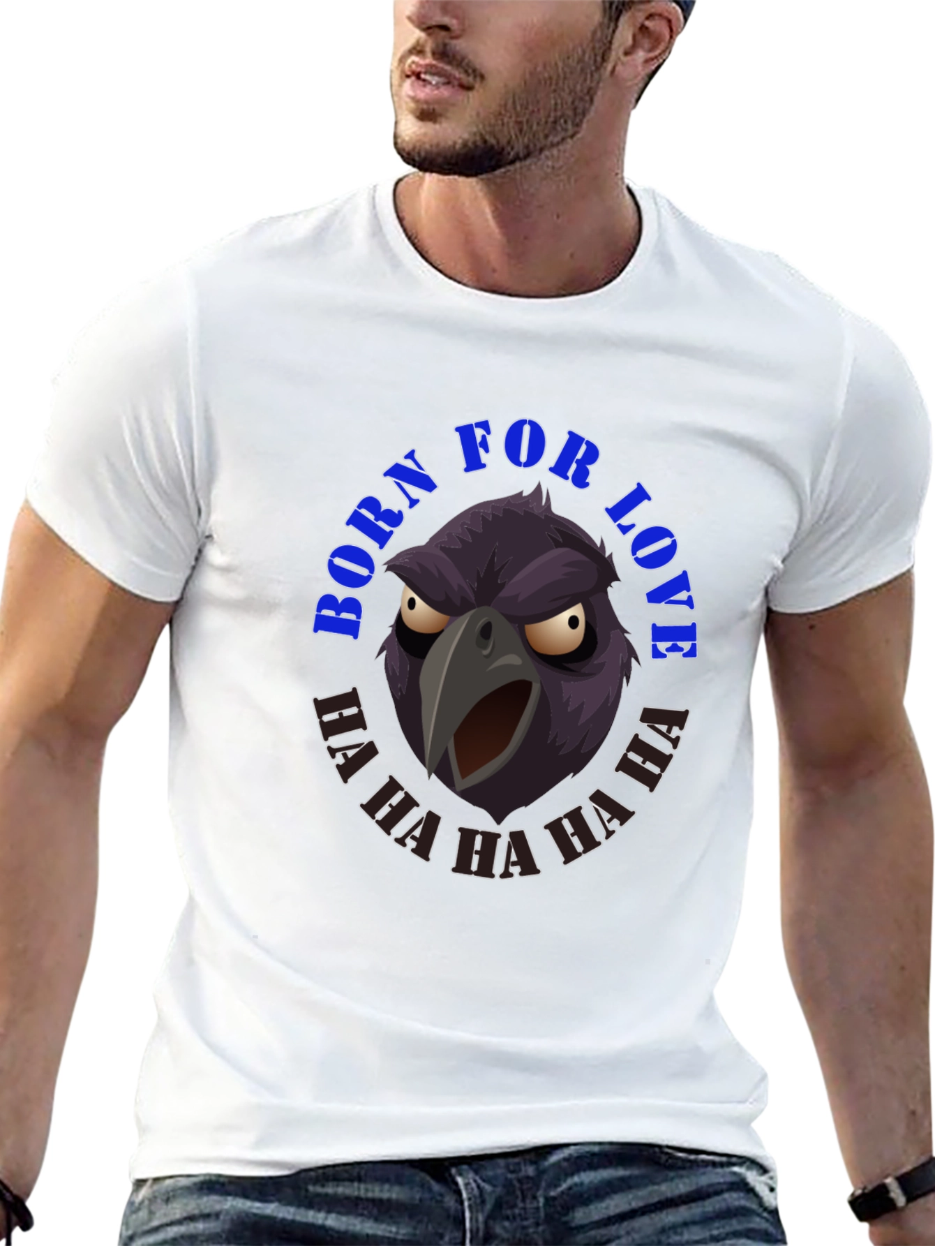 Black Born For Love Raven Graphic Tee - Men's Black T-Shirt view 13