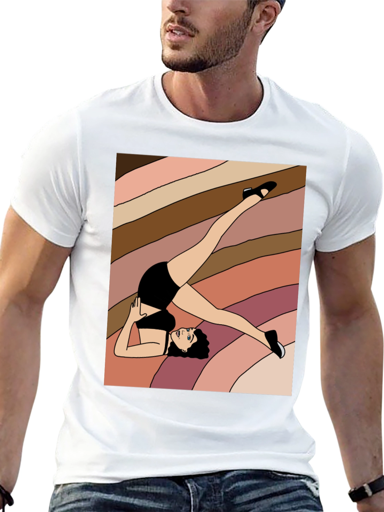 Black Retro Pilates Pose Graphic Tee view 13