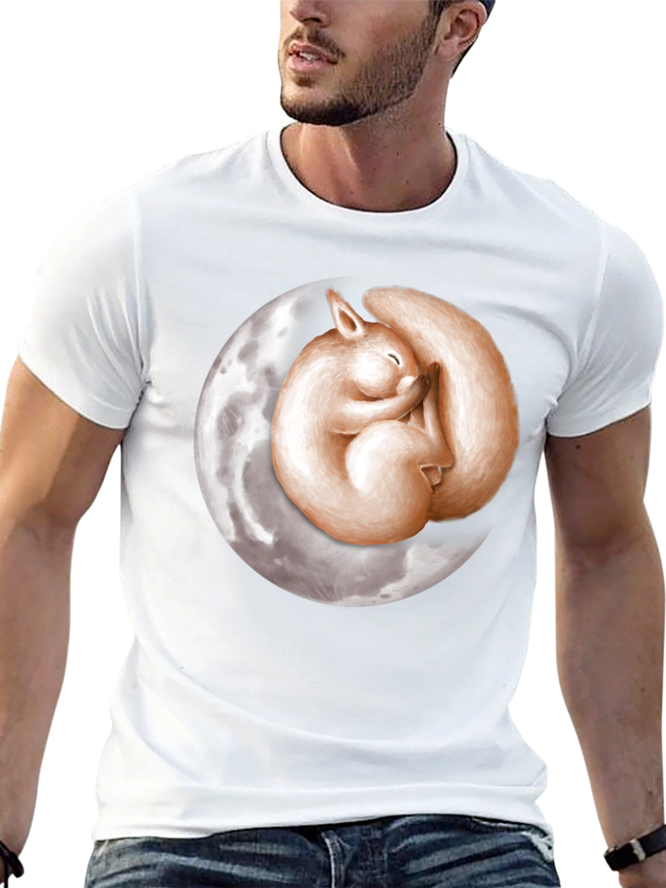 Black Dreamy Squirrel Moon Graphic T-Shirt - Black view 13