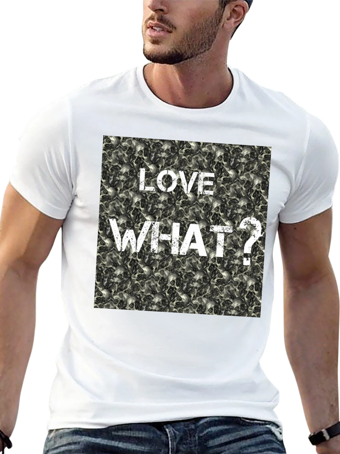 Black Love What? Skull Print Black T-Shirt view 13
