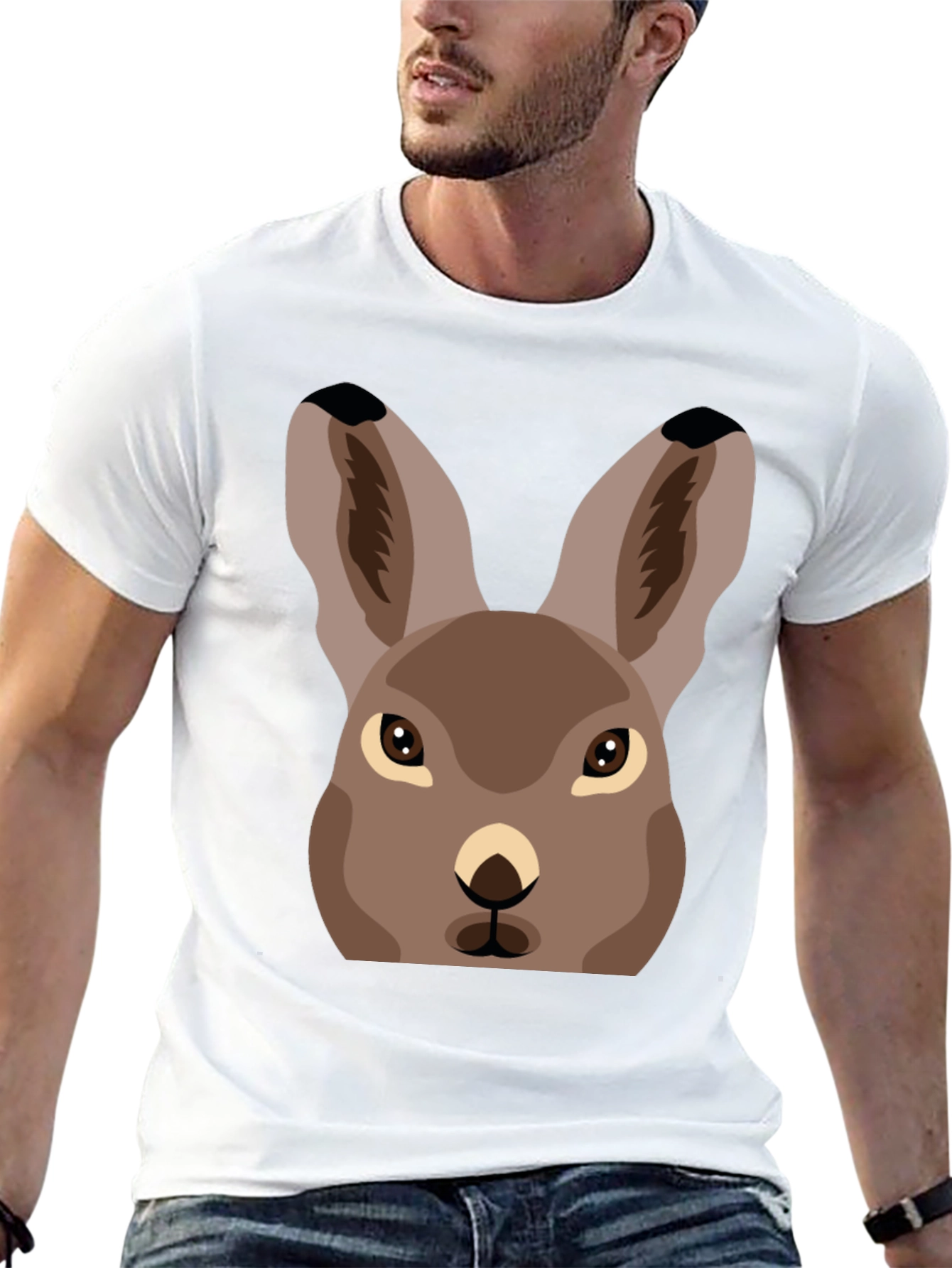 Black Hare Graphic Tee - Unisex Black T-Shirt view 13