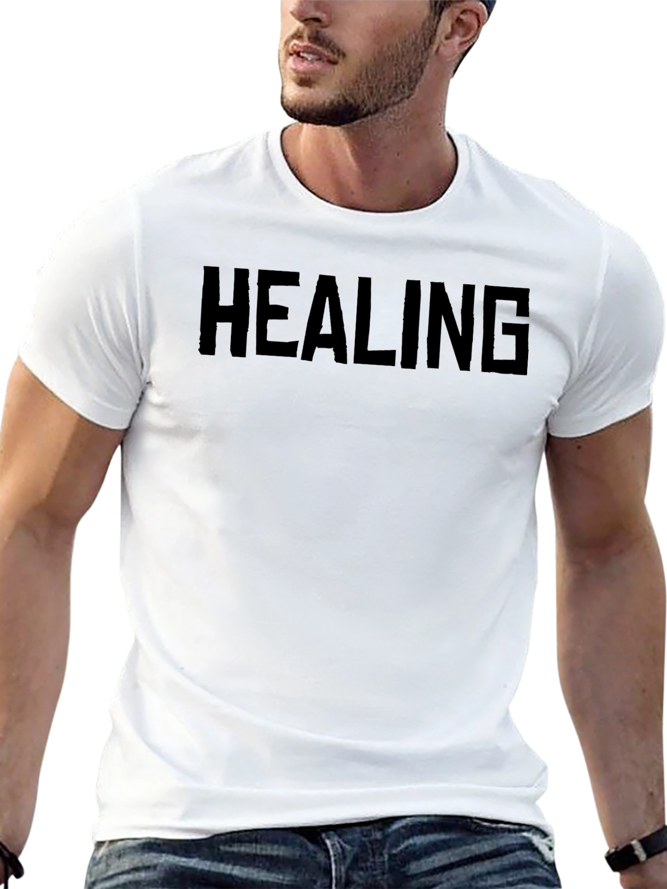Black Healing T-Shirt - Bold Black Graphic Tee view 13