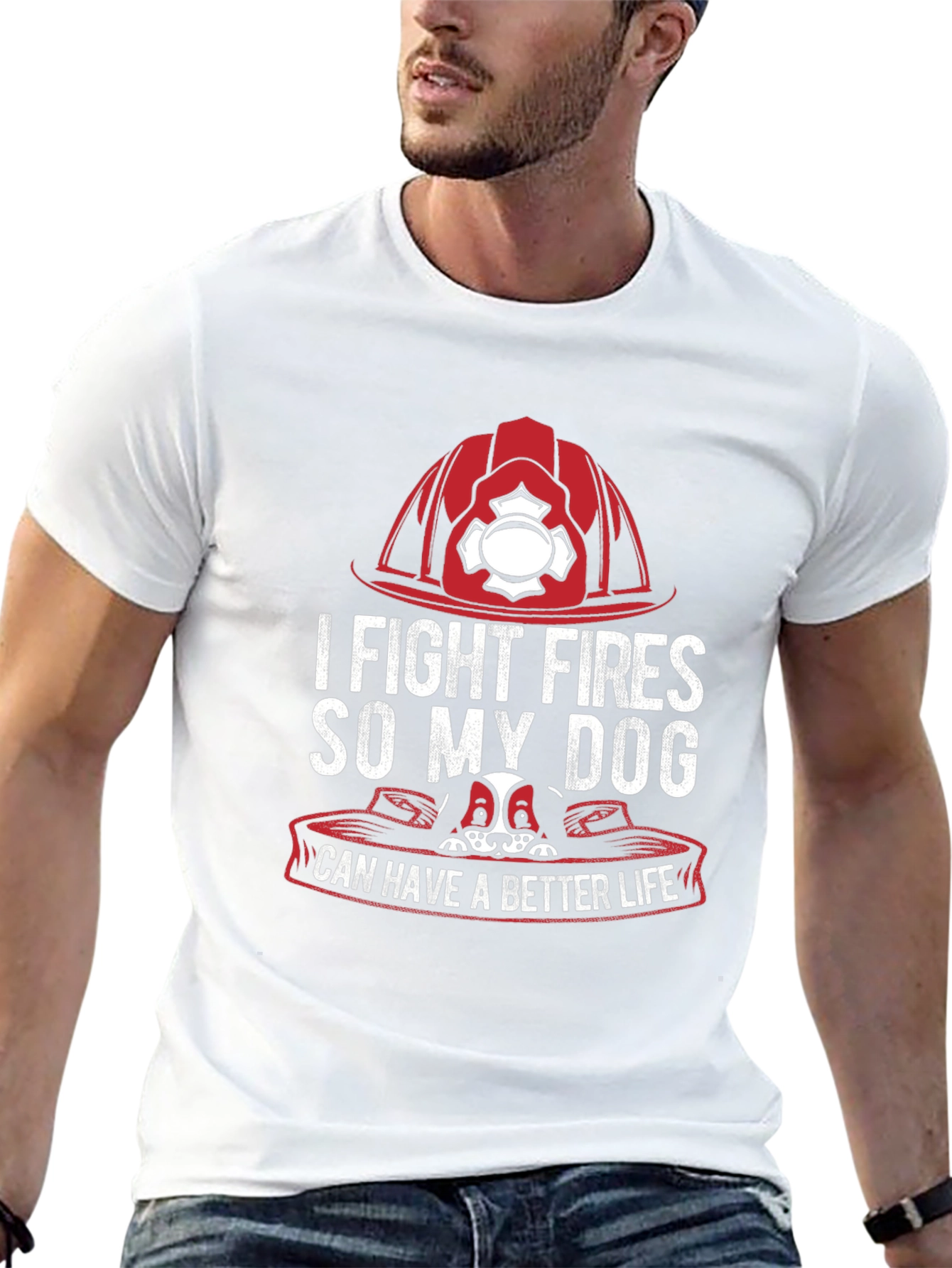 Black Firefighter Dog Lover T-Shirt view 13