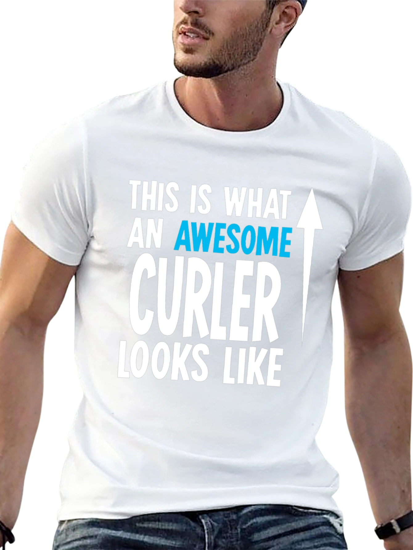 Black Awesome Curler T-Shirt | Curling Fan Tee view 13