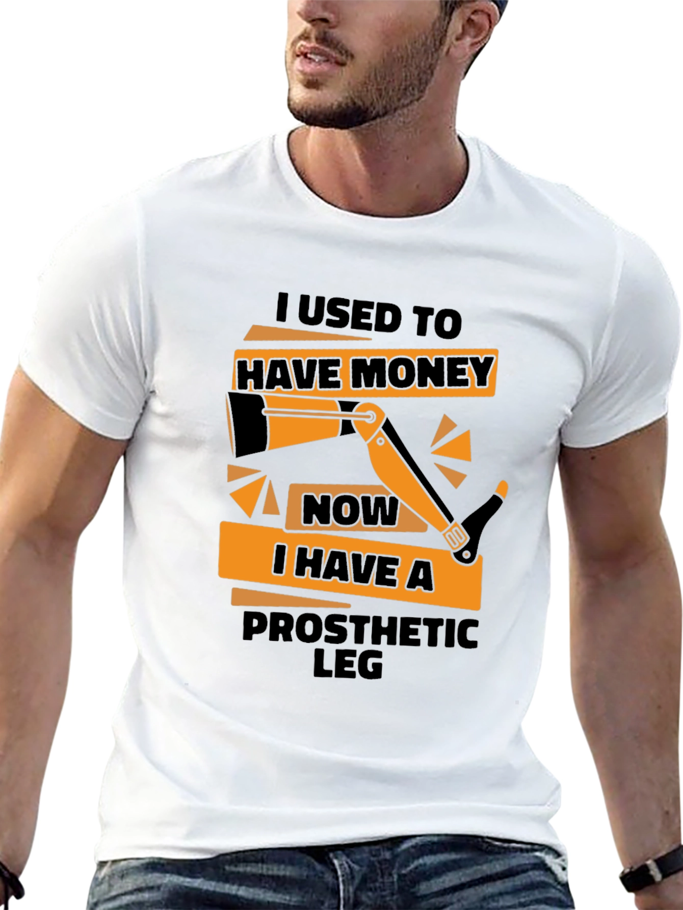 Black Funny Prosthetic Leg T-Shirt - I Used to Have Money view 13