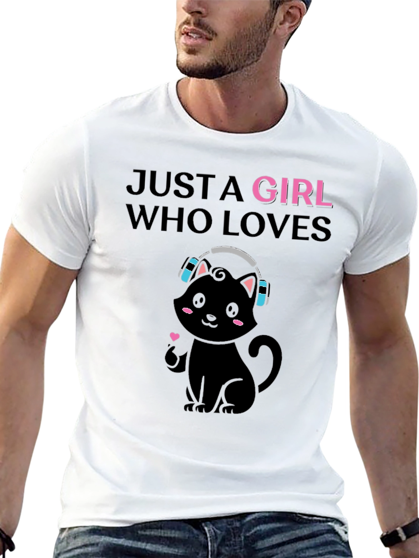 Black Just A Girl Who Loves Cats T-Shirt view 13