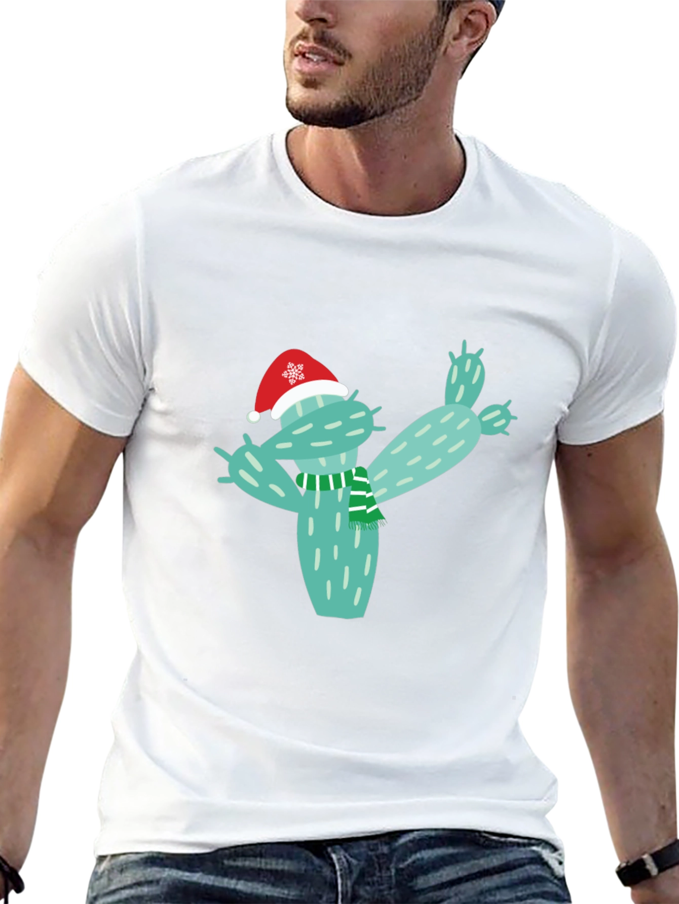 Black Festive Cactus T-Shirt - Holiday Cheer view 13
