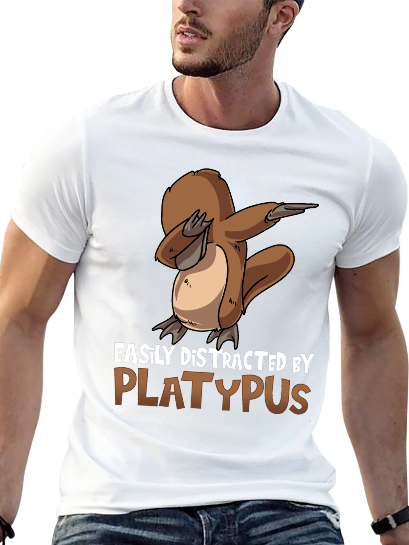 Black Easily Distracted By Platypus Black T-Shirt view 13