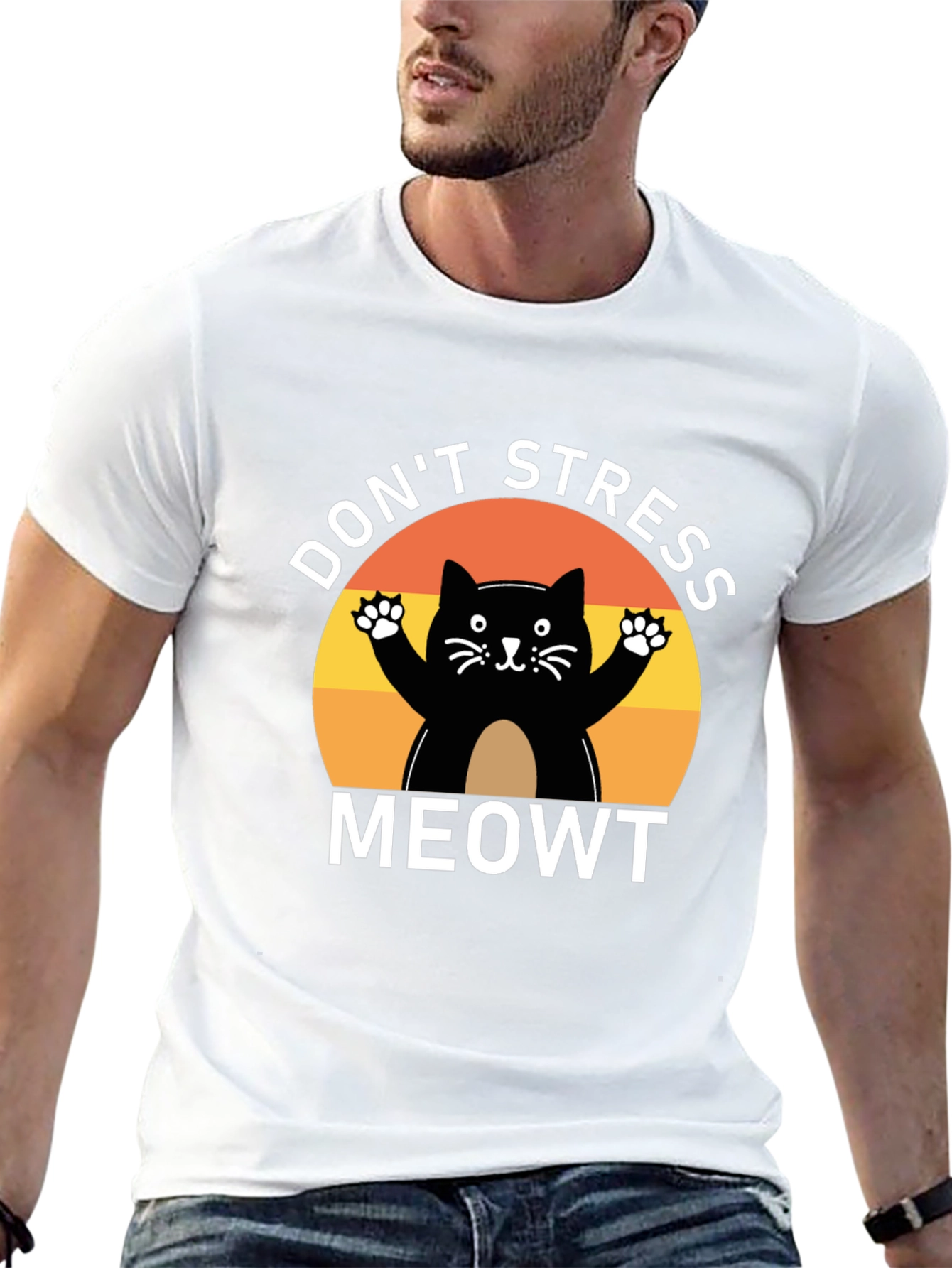Black Don't Stress Meowt Cat T-Shirt view 13