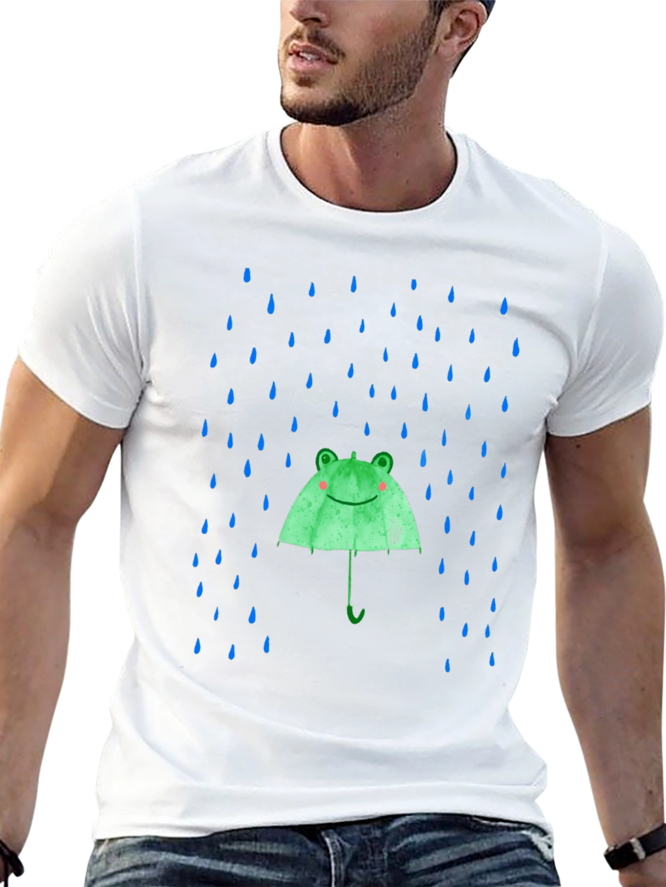 Black Frog Umbrella T-Shirt - Fun Rain Protection view 13