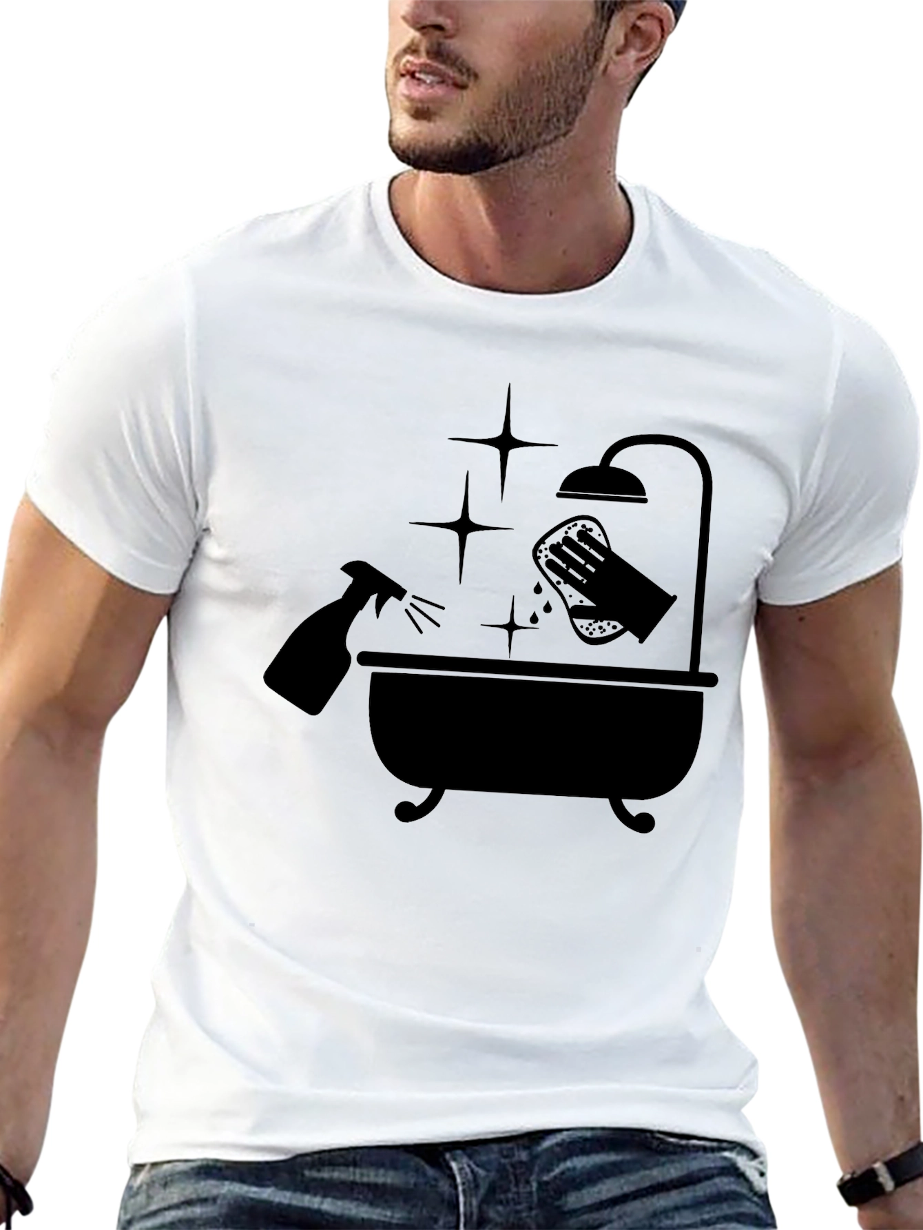 Black Cleaning Time T-Shirt view 13