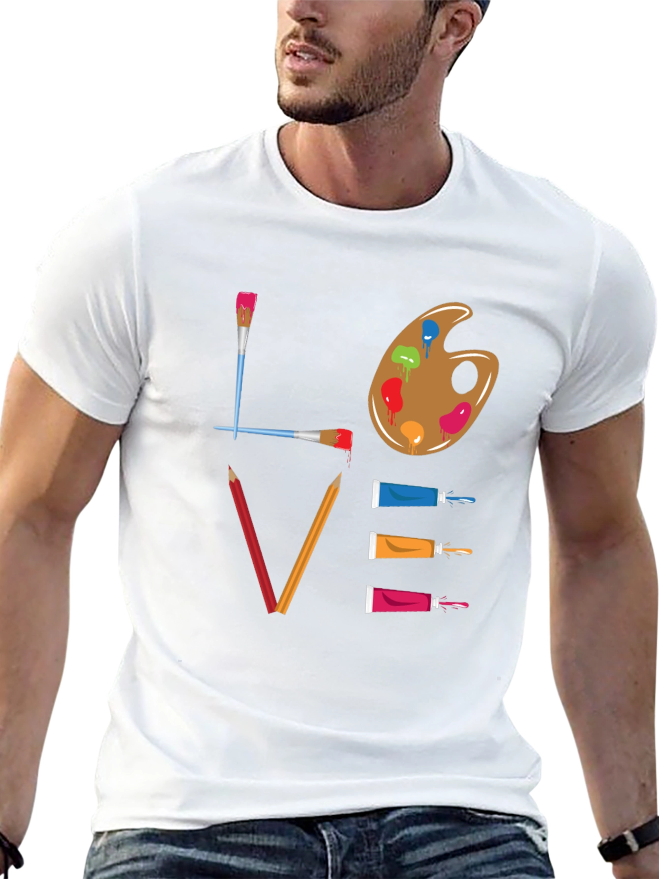 Black Love Art T-Shirt: Painter's Palette Design view 13