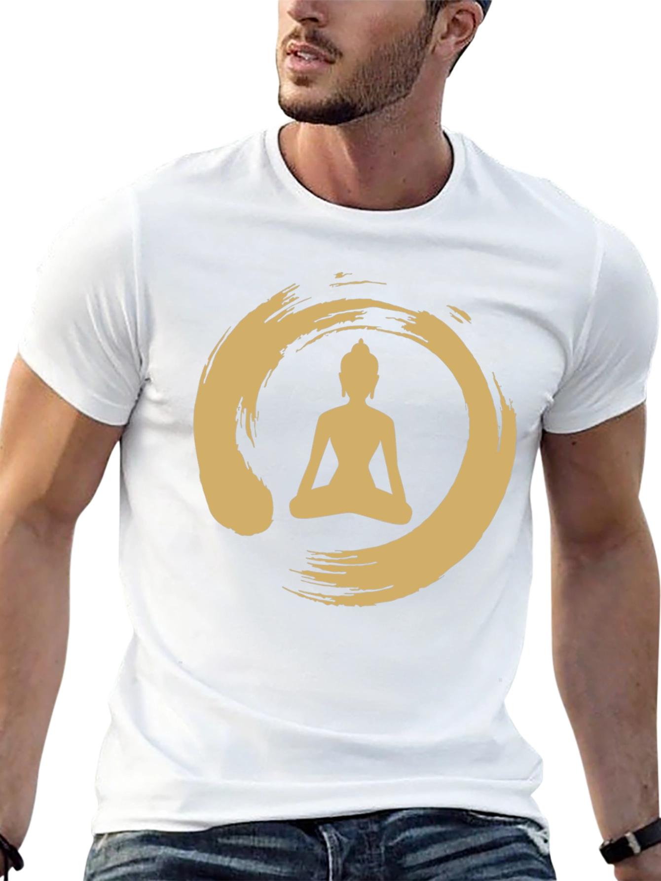 Black Enso Zen Circle Buddha T-Shirt - Black view 13