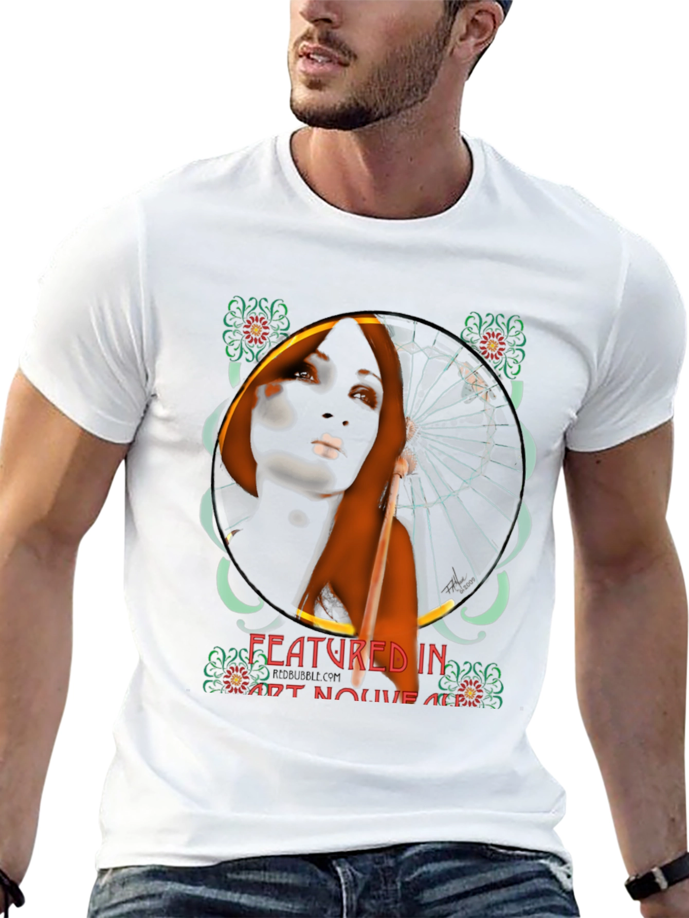 Black Art Nouveau Woman Graphic Tee view 13
