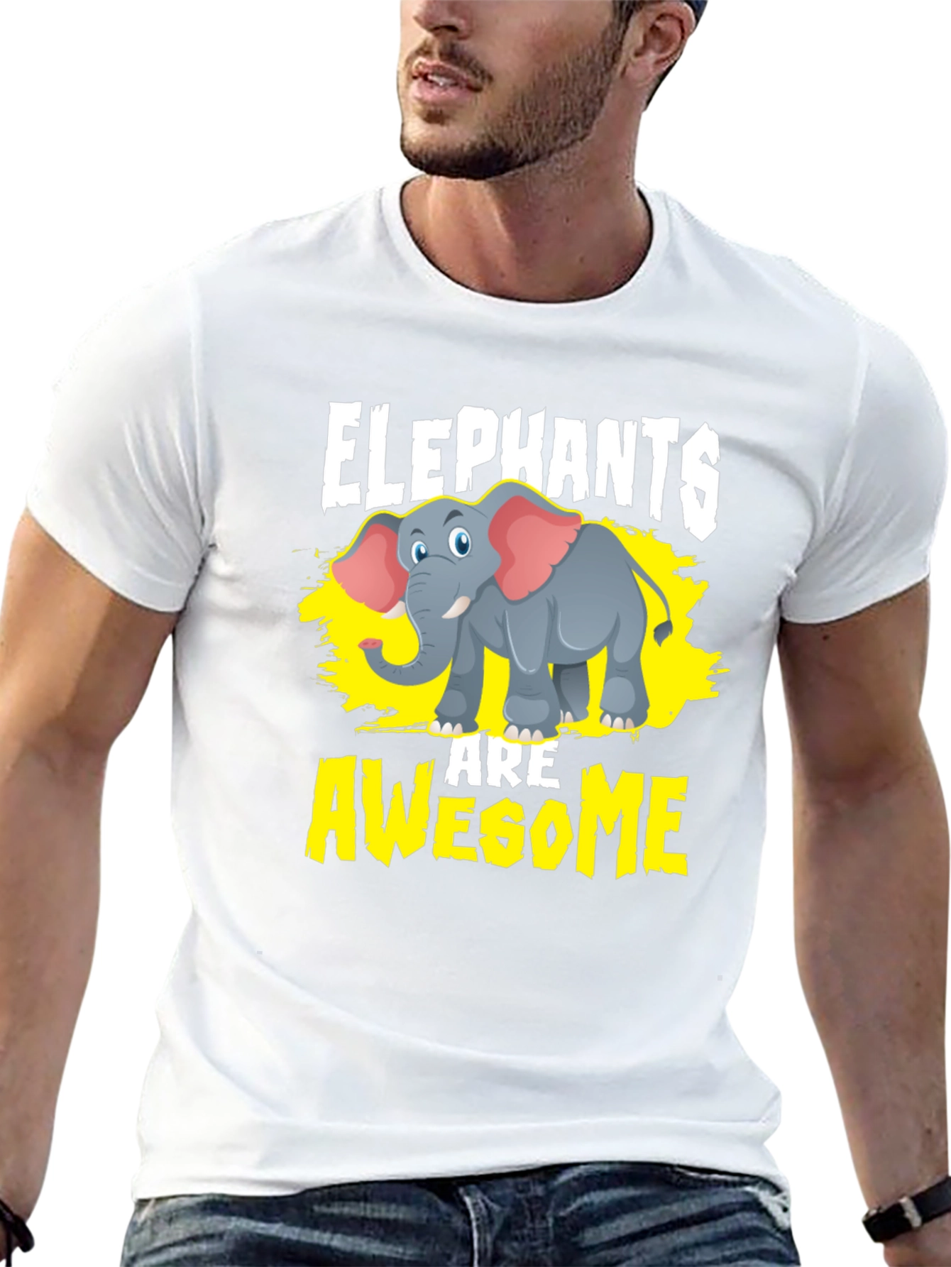 Black Elephants Are Awesome Graphic Tee - Black view 13