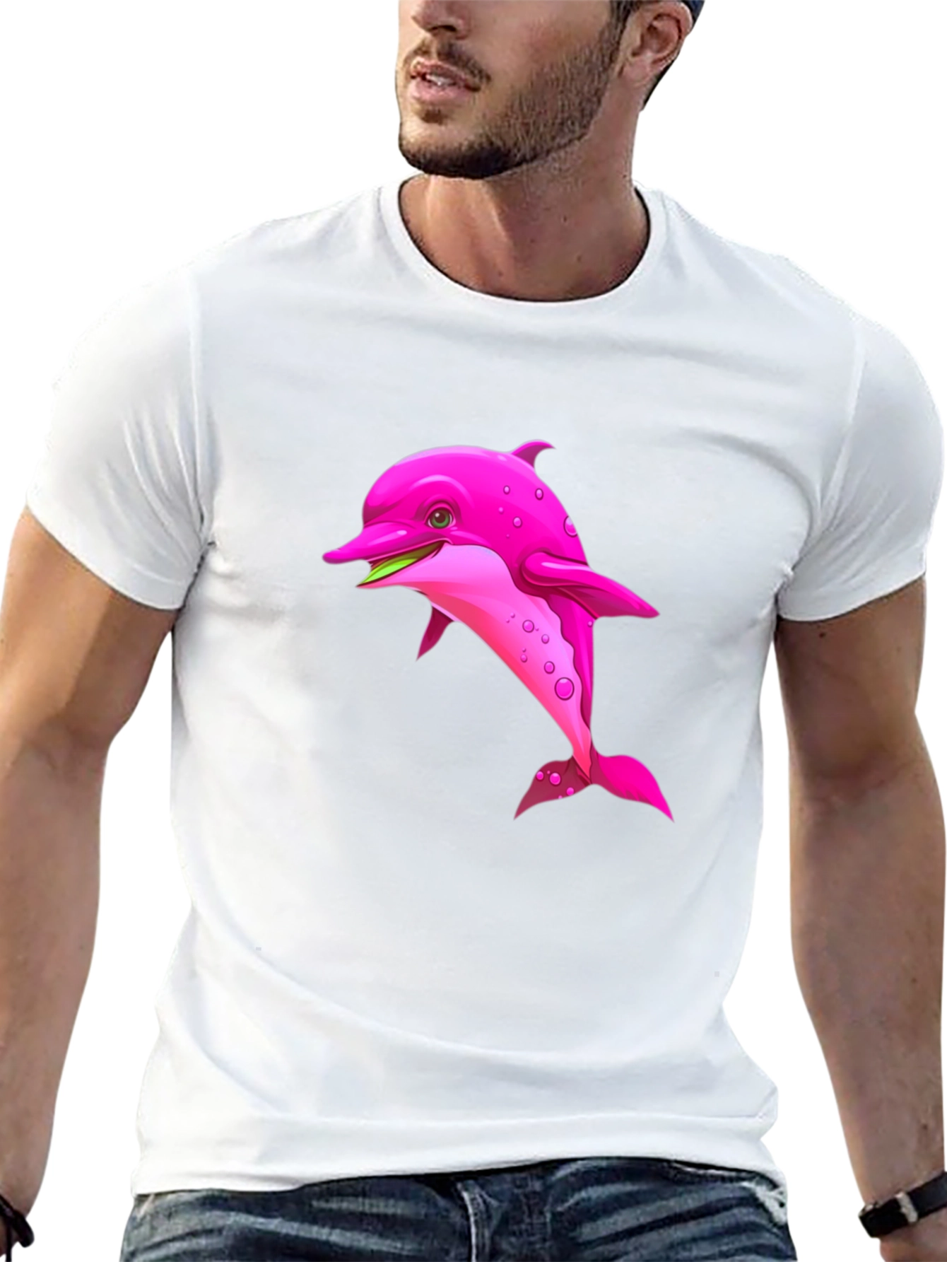 Black Pink Dolphin Graphic Black T-Shirt view 13