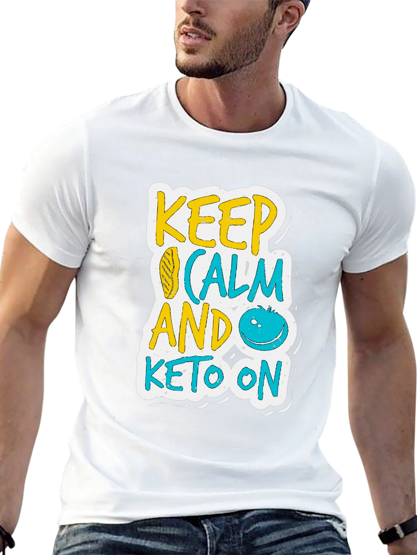 Black Keep Calm and Keto On Black T-Shirt view 13