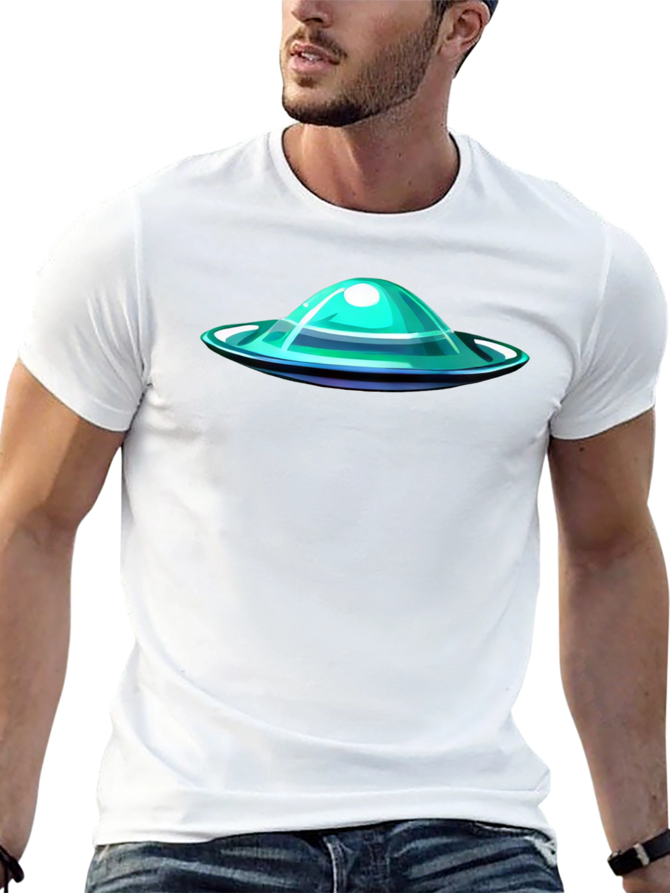 Black UFO Graphic Tee - Black Casual T-Shirt view 13