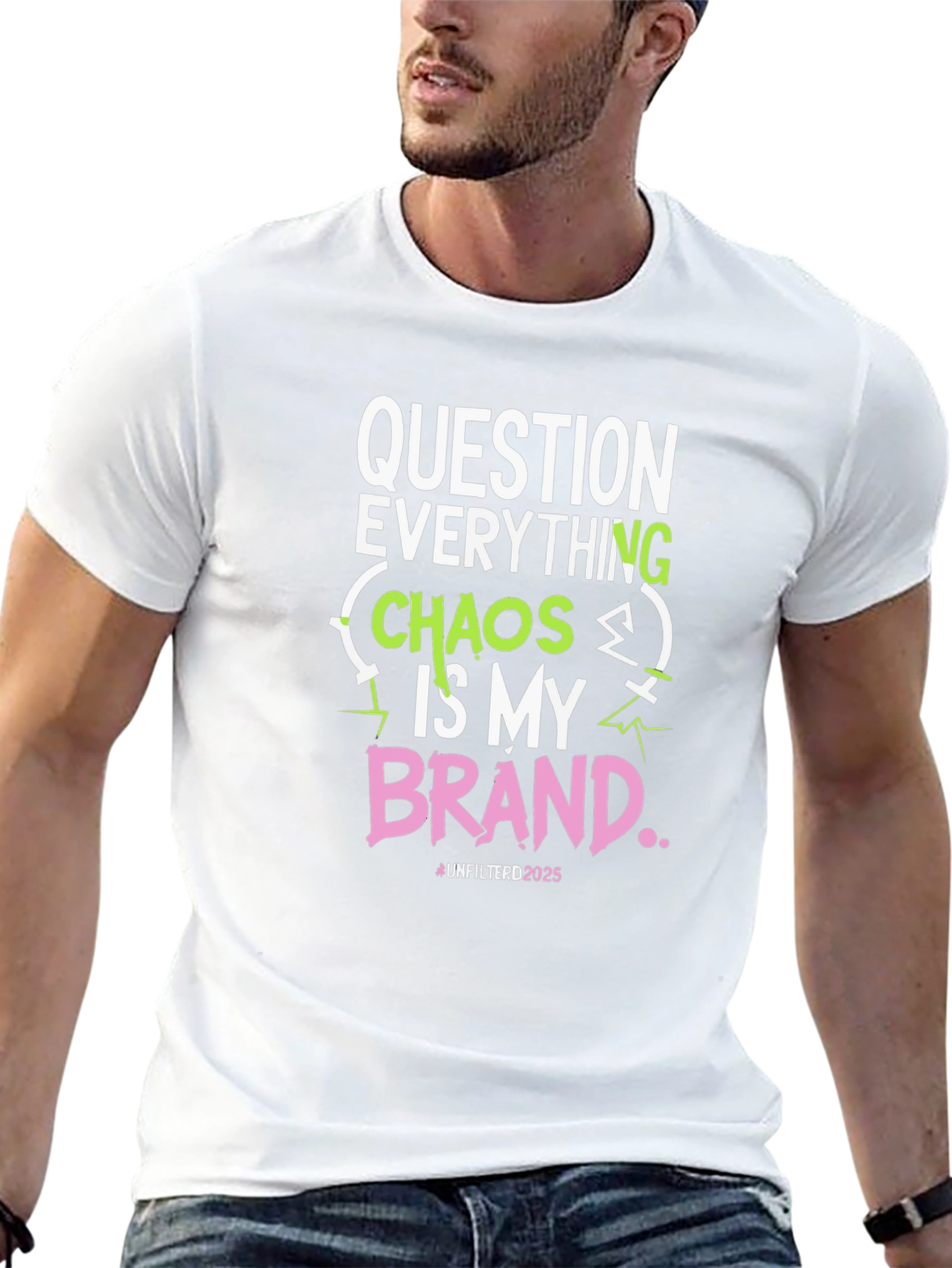 Black Question Everything T-Shirt: Chaos is My Brand! view 13