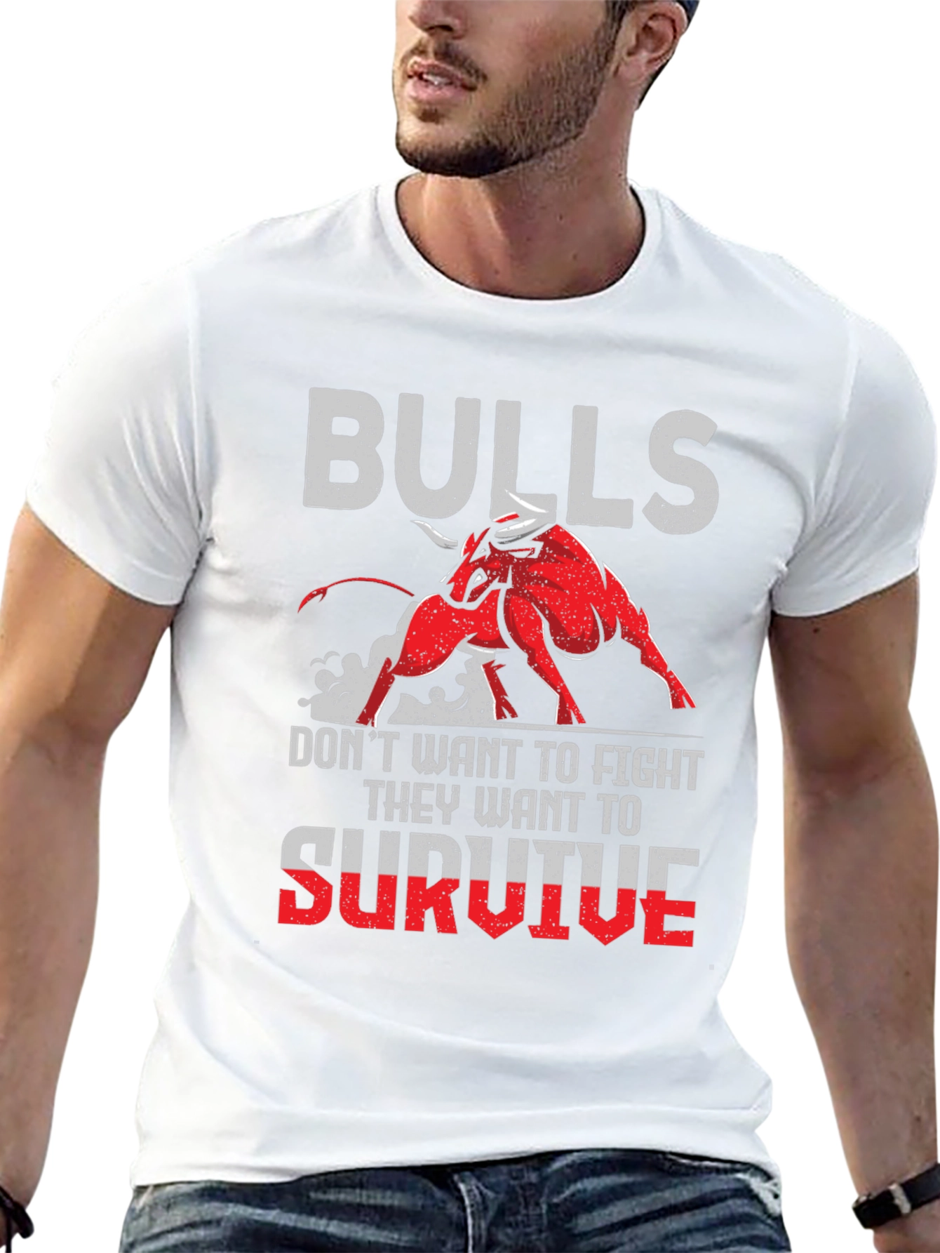Black Bulls Graphic Print Black T-Shirt view 13