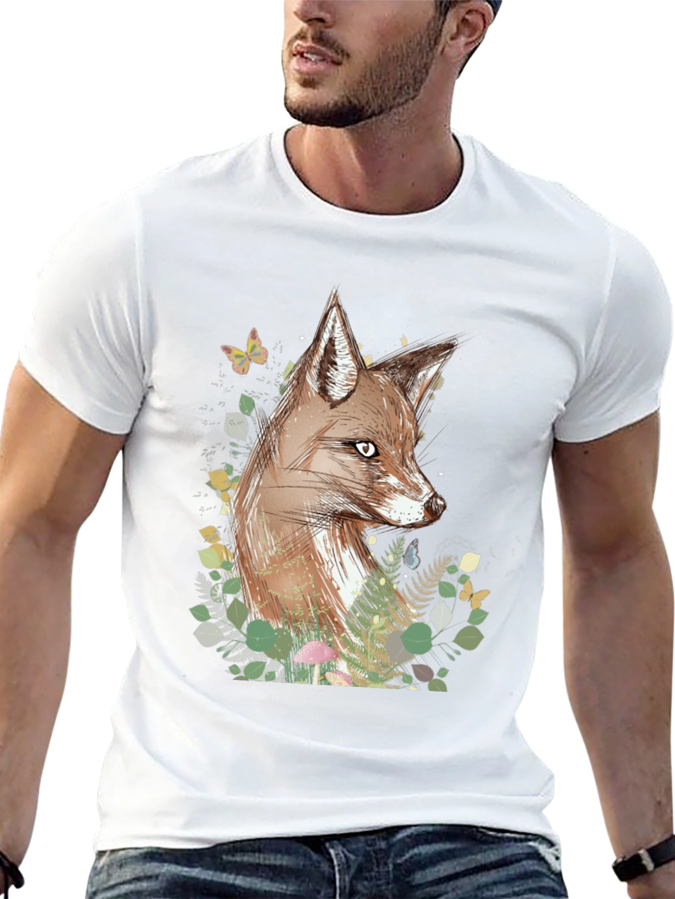 Black Fox Graphic Print Black T-Shirt view 13