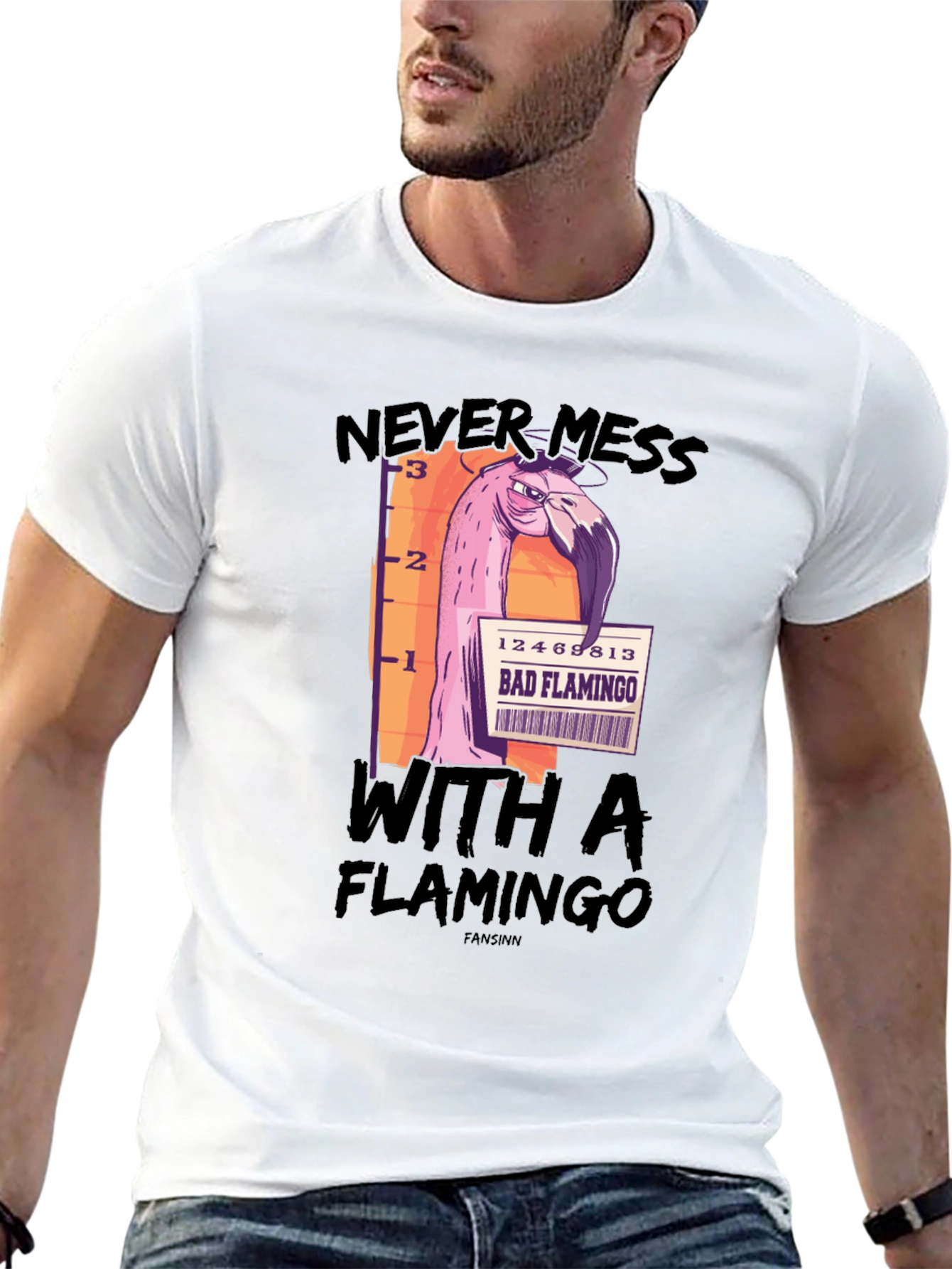 Black Bad Flamingo Graphic Tee - Mens Black T-Shirt view 13