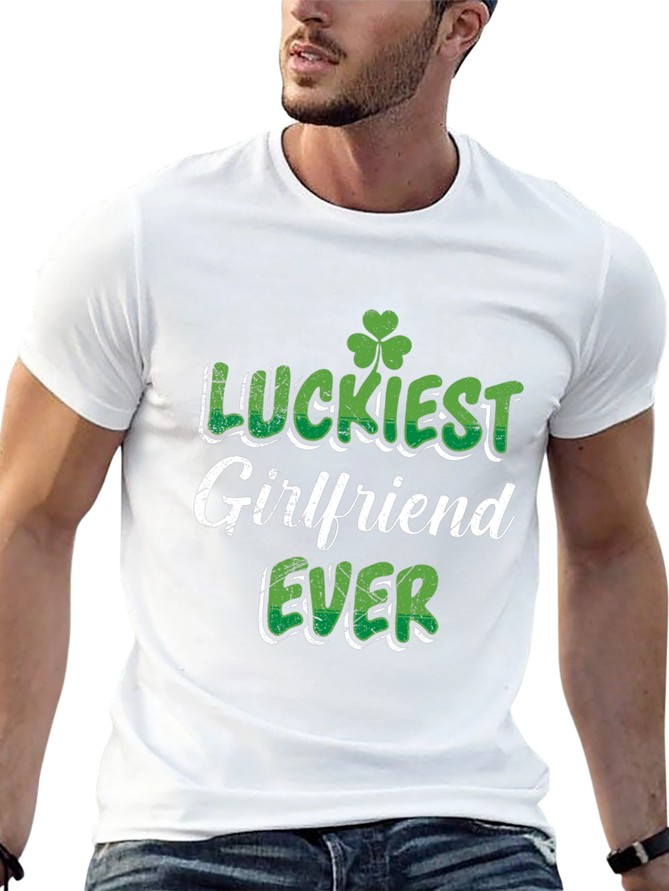 Black Luckiest Girlfriend Ever St. Patrick's Day T-Shirt view 13