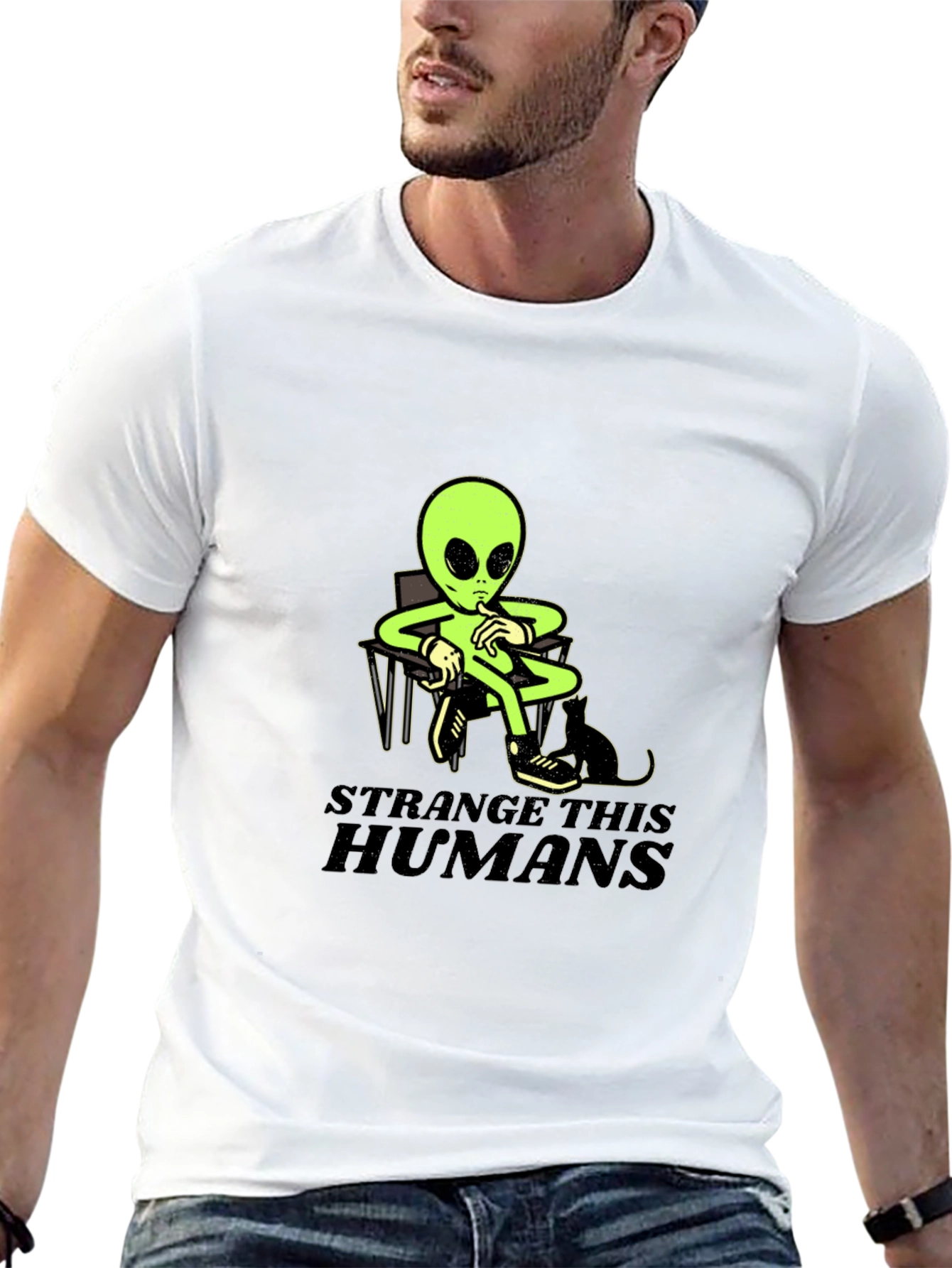 Black Strange This Humans Alien Black T-Shirt view 13