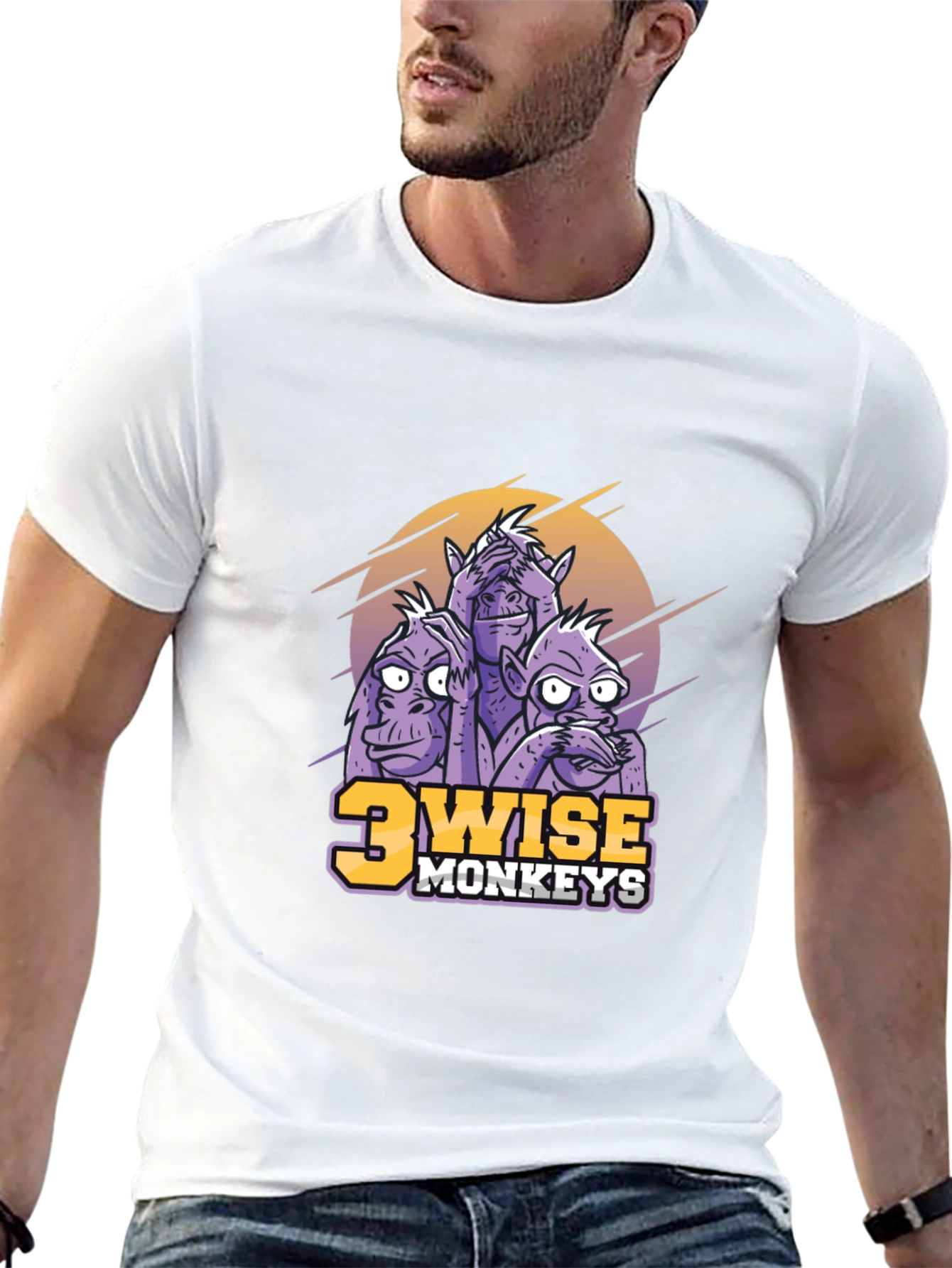3 Wise Monkeys Graphic T-Shirt - Hear, See, Speak No Evil - 13
