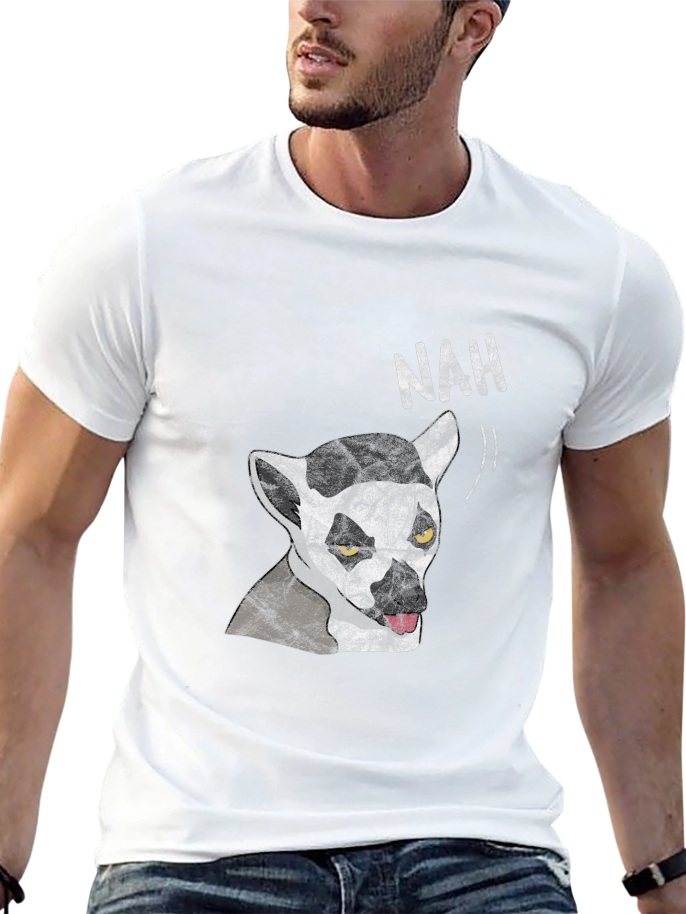 Black Lemur 'Nah' Graphic Tee - Black Cotton T-Shirt view 13