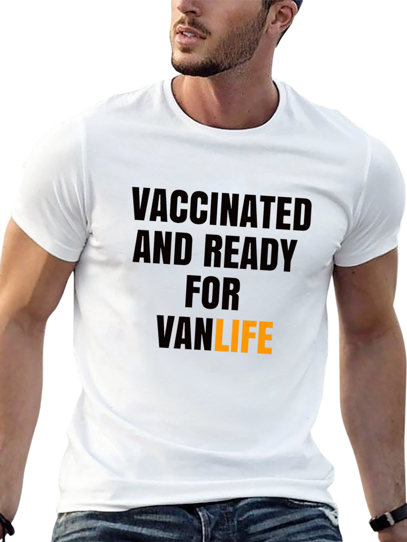 Black Vaccinated Van Life T-Shirt - Black view 13