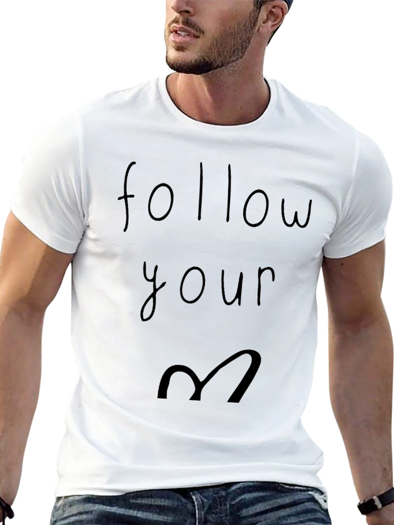 Black Follow Your Heart Graphic Tee - Casual Black T-Shirt view 13