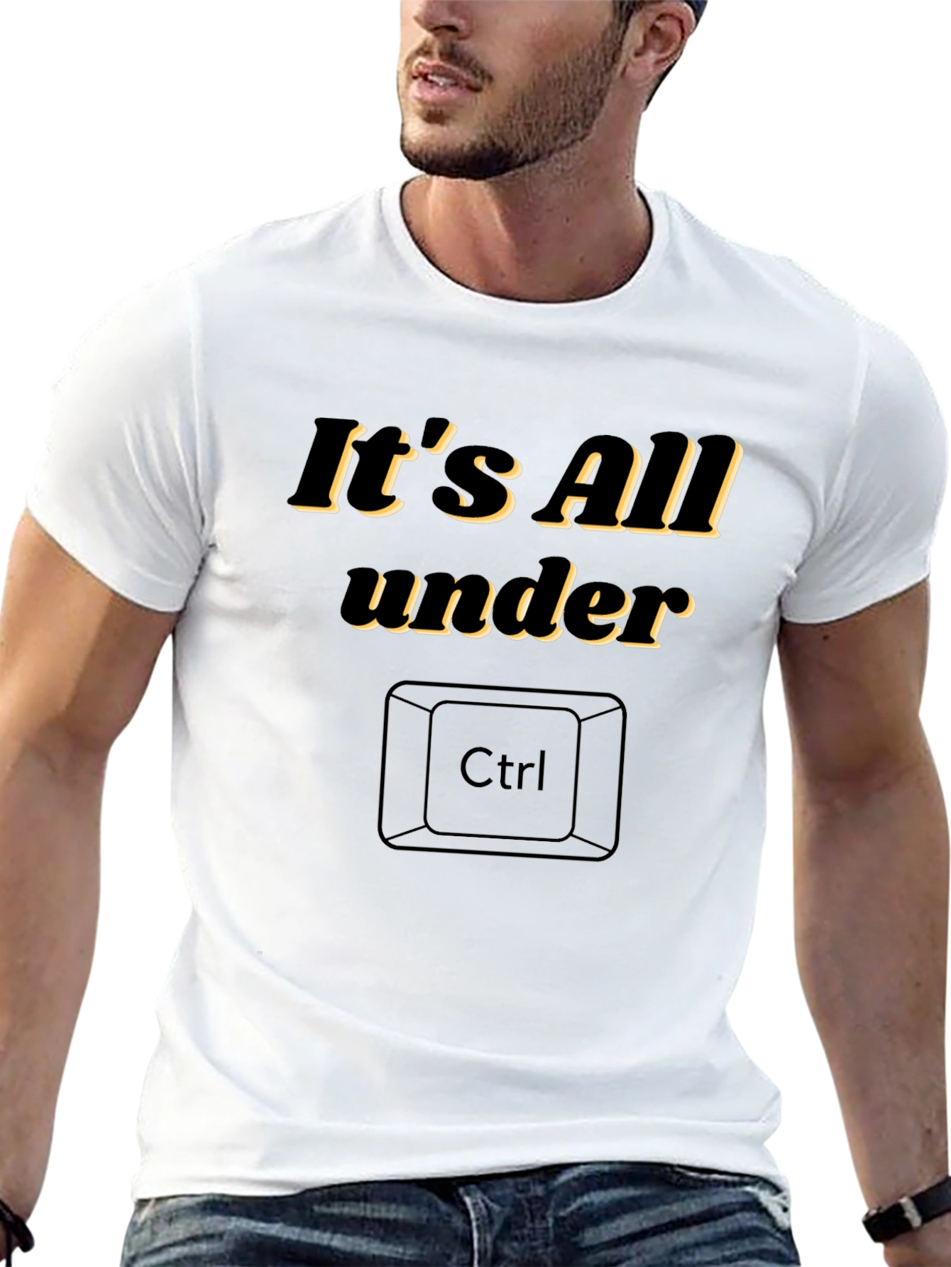 Black It's All Under Ctrl Funny Graphic T-Shirt view 13