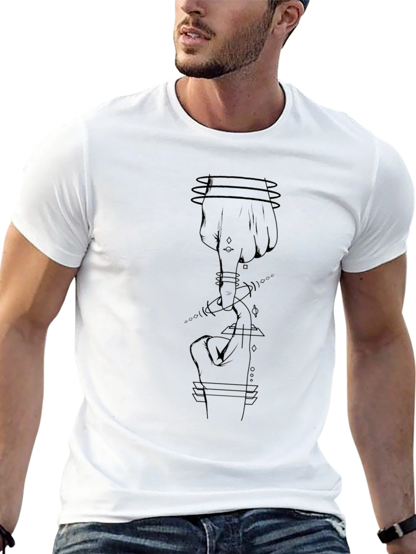 Abstract Hand Graphic Tee - Men's Black T-Shirt - 13