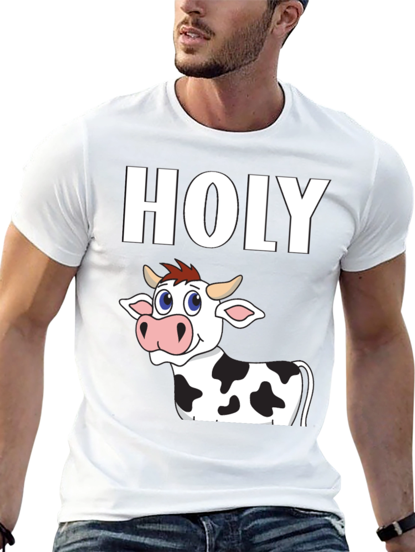 Black Holy Cow T-Shirt - Funny Cartoon Animal Tee view 13