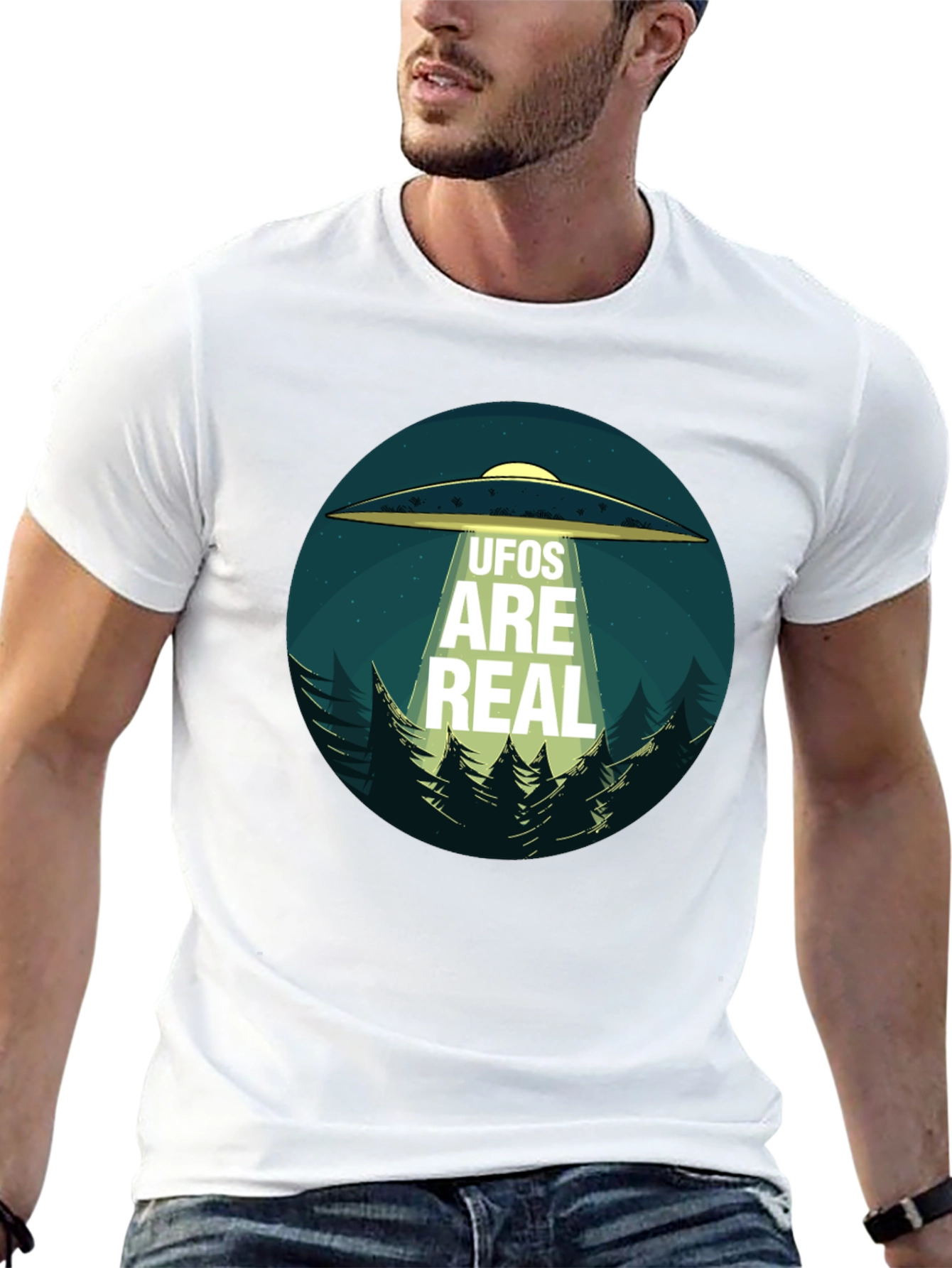 Black UFOs Are Real Black Cotton Tee view 13