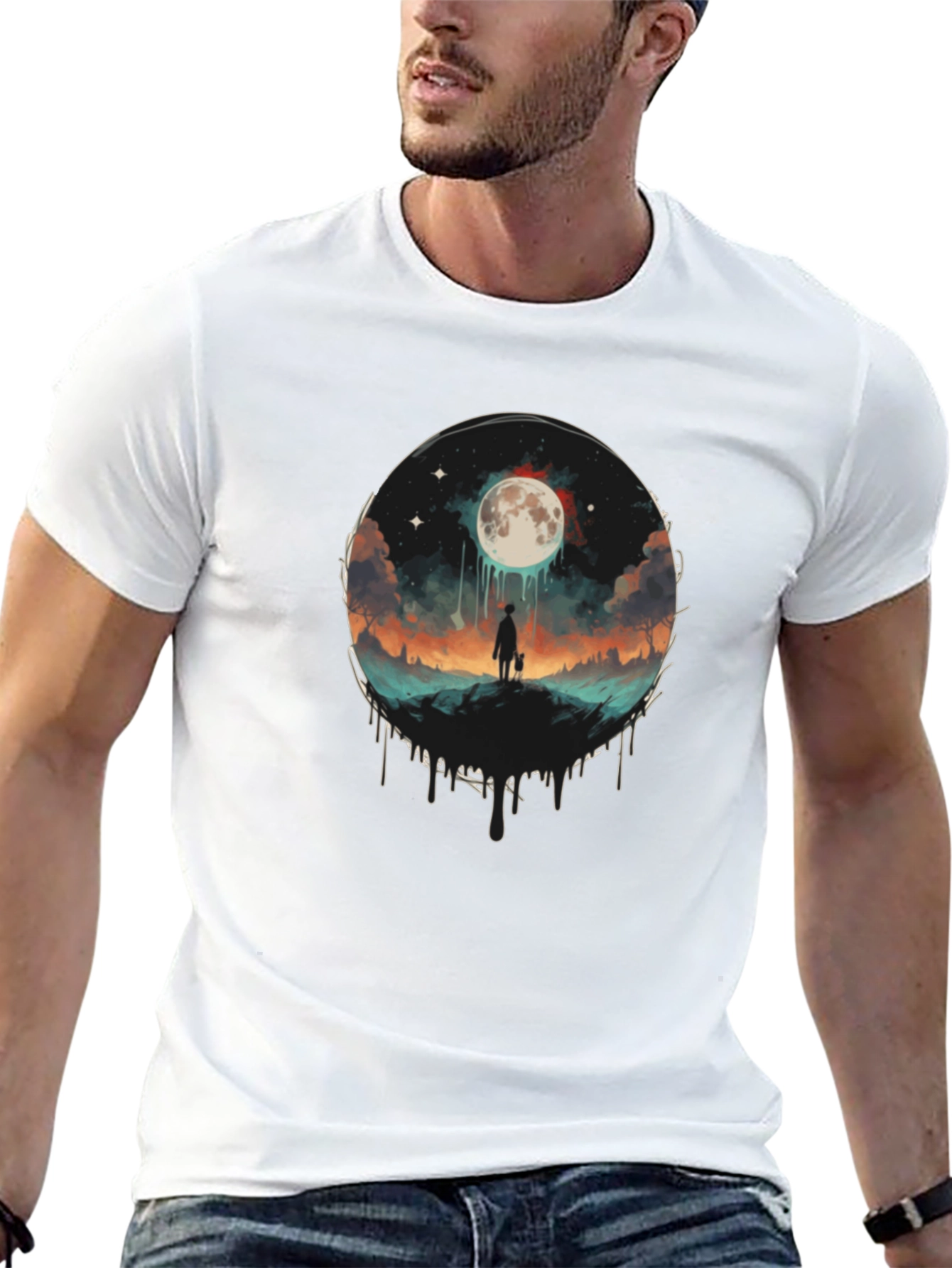 Black Moonlit Wanderer Graphic Tee view 13