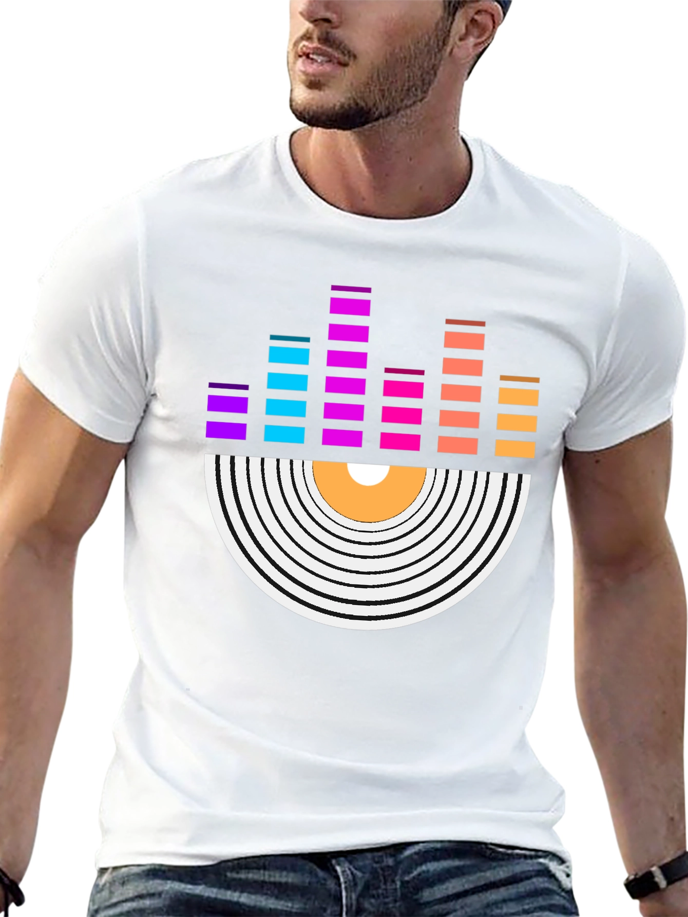 Vinyl Record Equalizer Graphic Tee - Retro Music Shirt - 13
