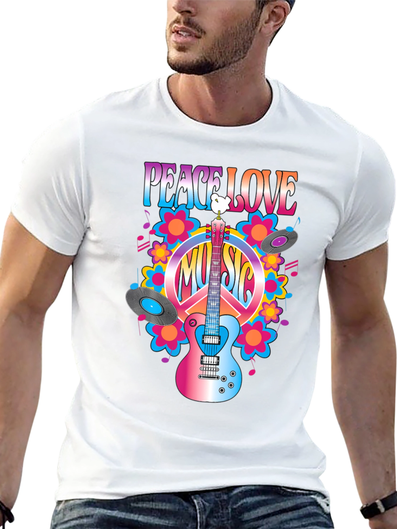 Black Peace Love Music T-Shirt view 13