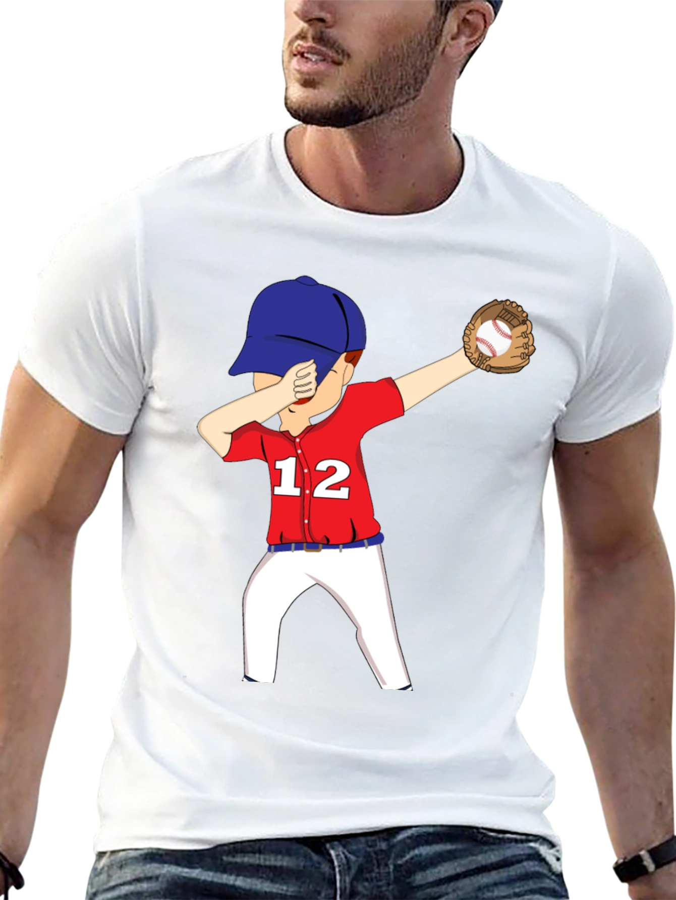 Black Dabbing Baseball Player Graphic T-Shirt view 13