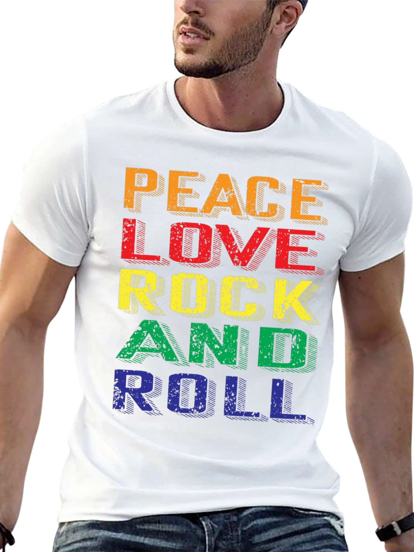 Black Peace Love Rock & Roll Graphic Tee view 13