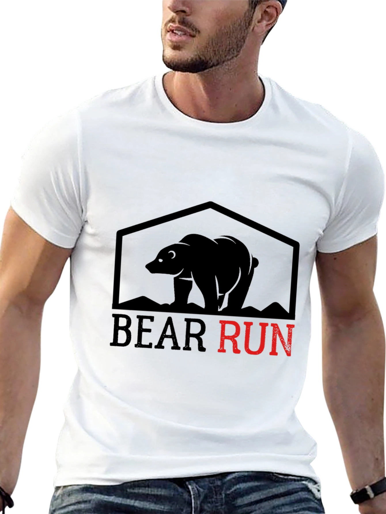 Black Bear Run Graphic Tee - Black Cotton T-Shirt view 13